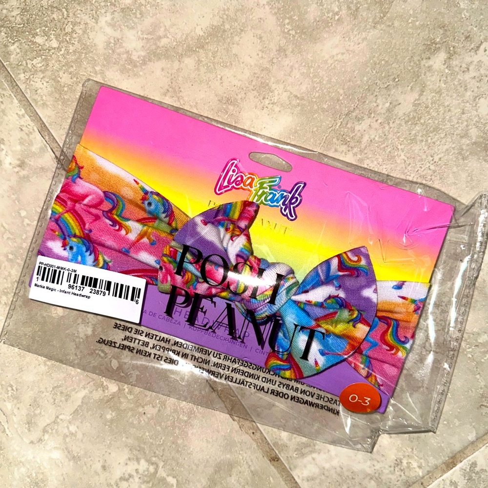 BRAND NEW Posh Peanut x Lisa Frank headband /headwrap Markie Magic 0-3 Months
